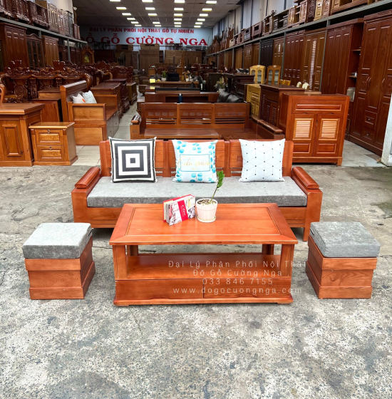 Ghế Sofa Gỗ Sồi Nga 1 Văng Giá Rẻ Kèm Nệm
