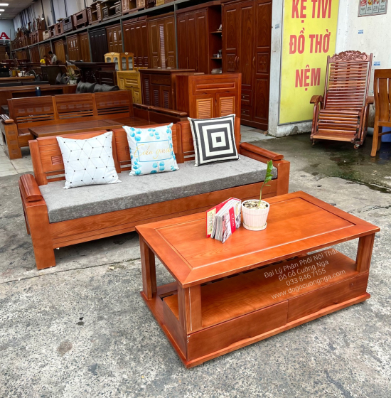 Ghế Sofa Gỗ Sồi Nga 1 Văng Giá Rẻ Kèm Nệm