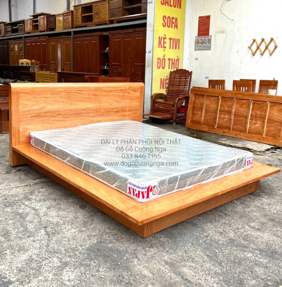 Giường Ngủ Gỗ Đinh Hương Kiểu Nhật Vai Hè Hiện Đại Vạt Phản 