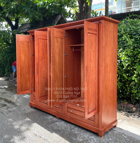 Tủ Quần Áo Gỗ Hương Đá 5 Cánh Cao Cấp 