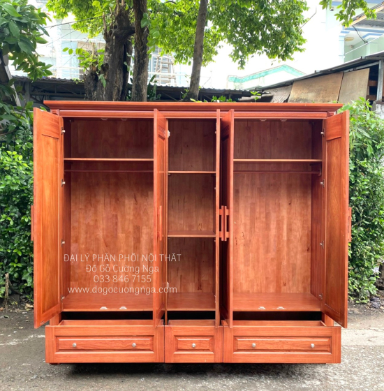 Tủ Quần Áo Gỗ Hương Đá 5 Cánh Cao Cấp 