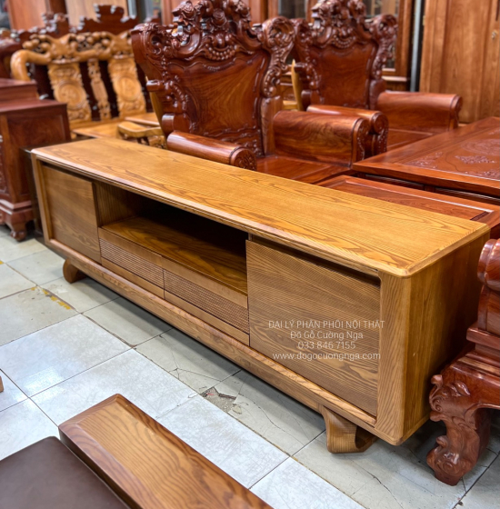 Kệ Tivi Gỗ Sồi Nga Hiện Đại Lau Màu Sơn Inchem Cao Cấp