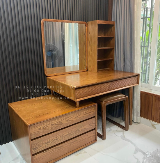 Bàn Phấn Trang Điểm Gỗ Sồi Nga Lau Màu Cao Cấp Mẫu Mới Nhất