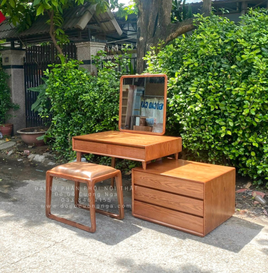 Bàn Phấn Trang Điểm Gỗ Sồi Nga Lau Màu Cao Cấp Mẫu Mới Nhất