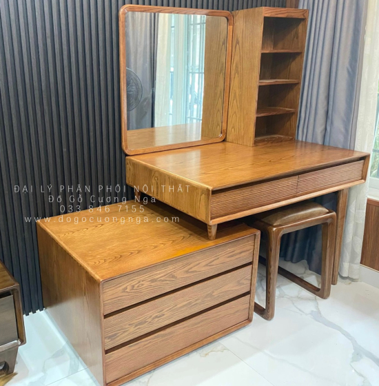 Bàn Phấn Trang Điểm Gỗ Sồi Nga Lau Màu Cao Cấp Mẫu Mới Nhất
