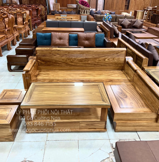 Sofa Gỗ Hương Xám Cao Cấp Góc L 2m1x1m6 Bền Đẹp