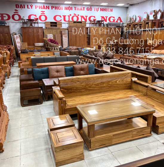 Sofa Gỗ Hương Xám Cao Cấp Góc L 2m1x1m6 Bền Đẹp