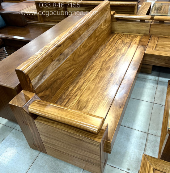 Sofa Gỗ Hương Xám Cao Cấp Góc L 2m1x1m6 Bền Đẹp