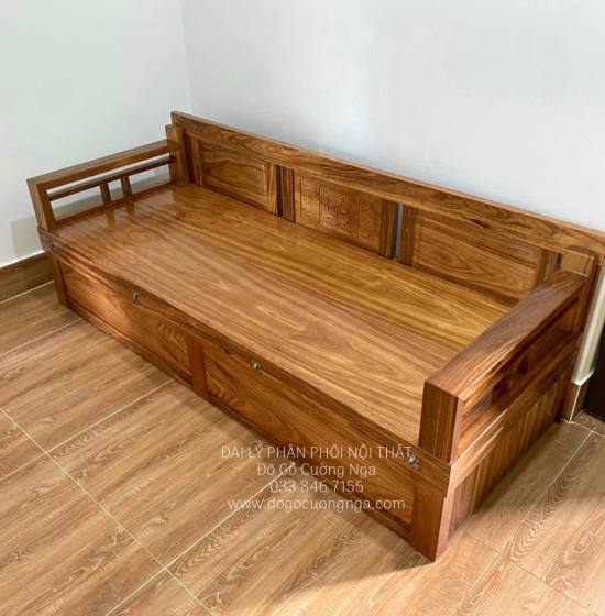 Giường Gấp Gỗ Hương Xám 2 Ngăn Kéo Bản Lề Âm Cao Cấp 