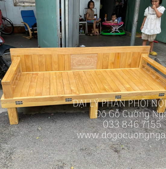 Ghế Giường Gấp Đa Năng Gỗ Sồi 1m4x1m9 Màu Tự Nhiên Giá Rẻ 