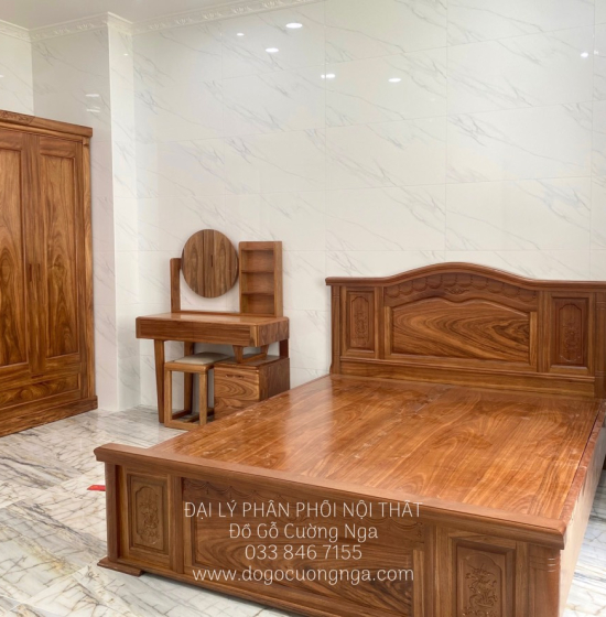 Giường gỗ hương xám vạt phản mẫu nữ hoàng 