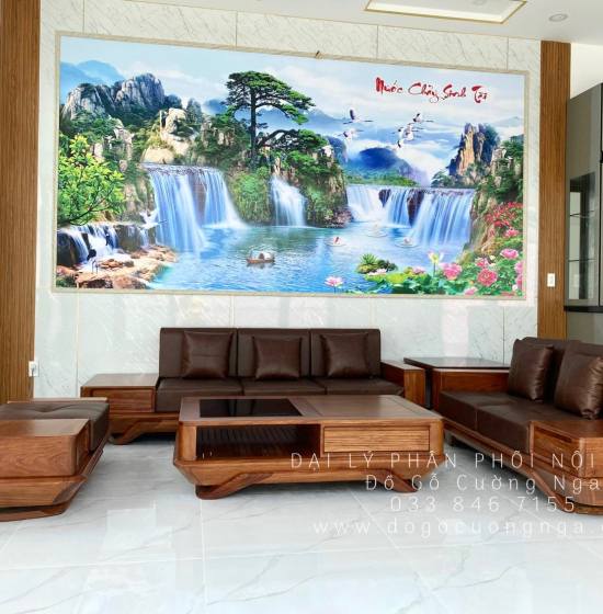 Sofa Gỗ Hương Vàng 2 Văng Cao Cấp Sang Trọng