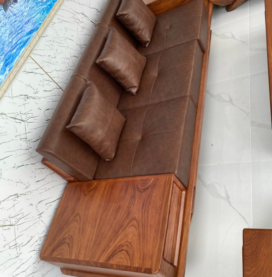 Sofa Gỗ Hương Vàng 2 Văng Cao Cấp Sang Trọng