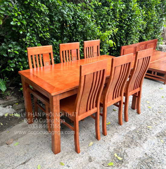 Bộ bàn ăn gỗ Sồi Nga 1m6 mặt liền giá rẻ BG 067