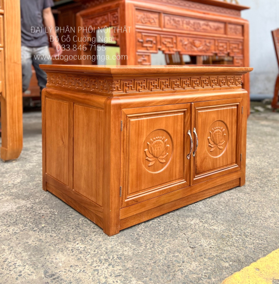 Bộ Bàn Thờ Gia Tiên Gỗ Gõ Đỏ Cao Cấp 1m53 - Kèm Tủ Táp Mẫu Mới 