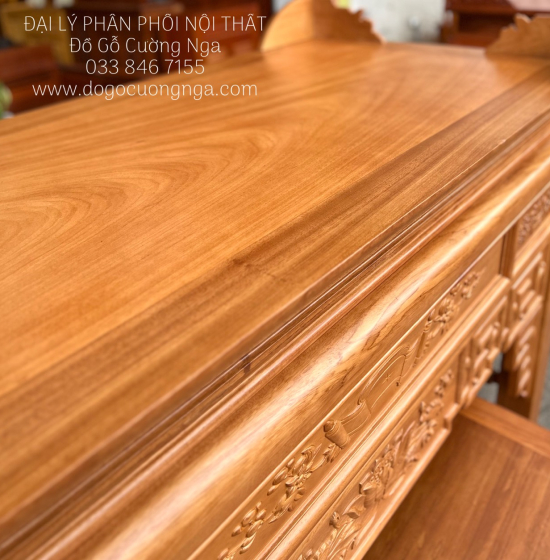 Bàn Thờ Gỗ Gõ Đỏ 1m75 Kèm Bàn Cơm Đẹp Chất Lượng 