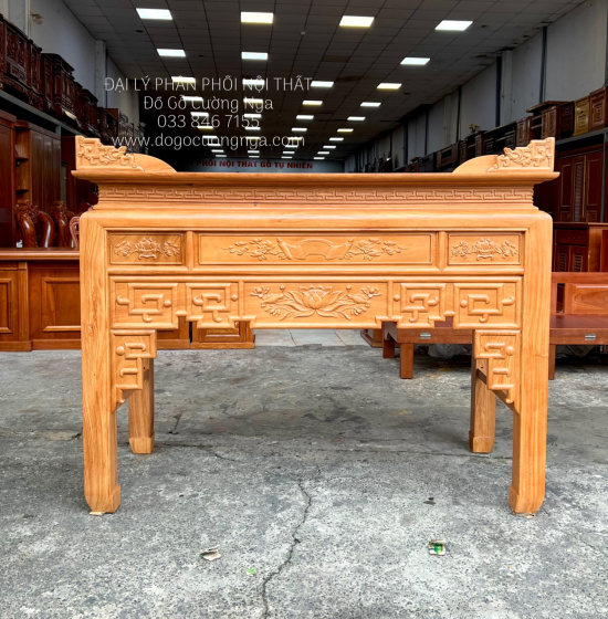 Bàn Thờ Gỗ Gõ Đỏ 1m75 Kèm Bàn Cơm Đẹp Chất Lượng 