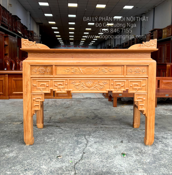 Bộ Bàn Thờ Gia Tiên Gỗ Gõ Đỏ Cao Cấp 1m53 - Kèm Tủ Táp Mẫu Mới 
