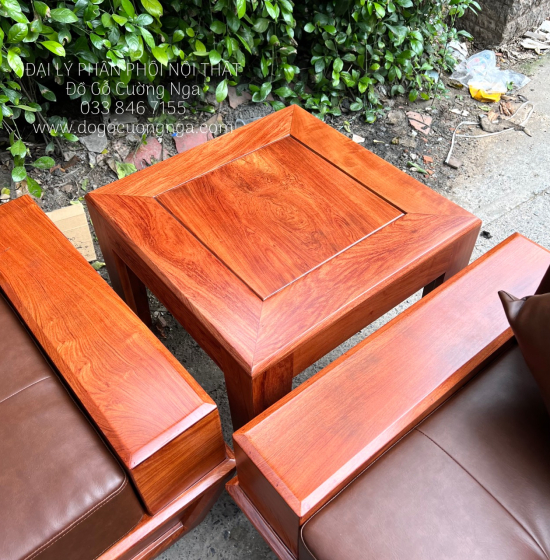 Sofa Gỗ Hương Đá 2 Văng Cao Cấp Chân Thuyền