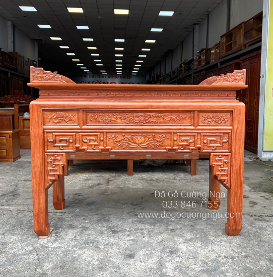 Bàn Thờ Gia Tiên Gỗ Hương Đá Cao Cấp Trạm Sen Bền Đẹp 