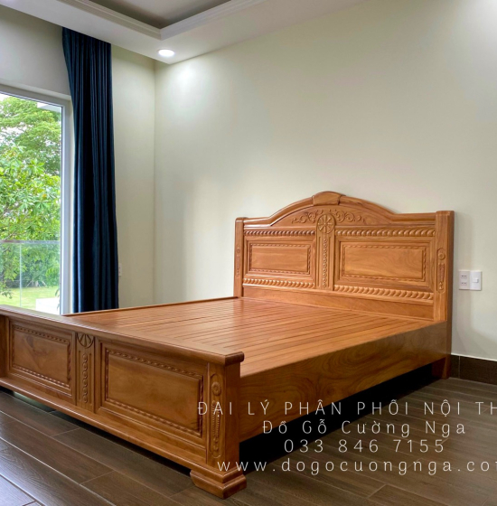 Giường gỗ gõ đỏ hiện đại vạt phản 