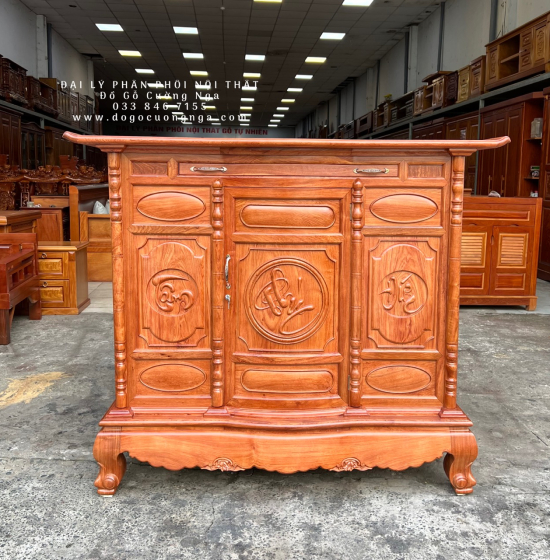 Tủ Thờ Gỗ Hương Đá Cao Cấp 1m53 Phong Thủy 