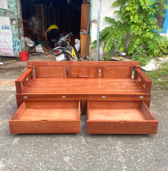 Giường Gấp Gỗ Xoan Đào 2 Ngăn Kéo Cao Cấp Đủ Cỡ 