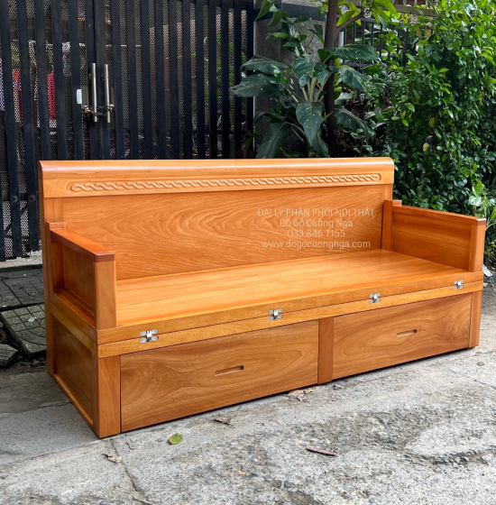 Giường Gấp Gỗ Gõ Đỏ 2 Ngăn Kéo 1m4x2m Giá Rẻ 