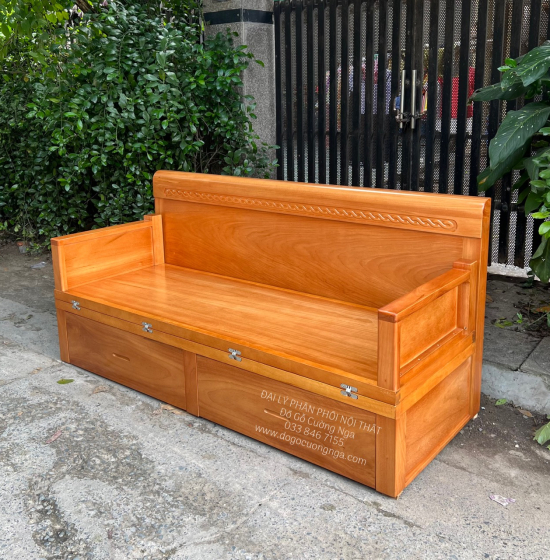 Giường Gấp Gỗ Gõ Đỏ 2 Ngăn Kéo 1m4x2m Giá Rẻ 