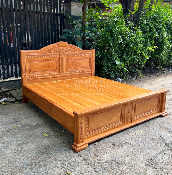 Giường gỗ gõ đỏ hiện đại vạt phản 