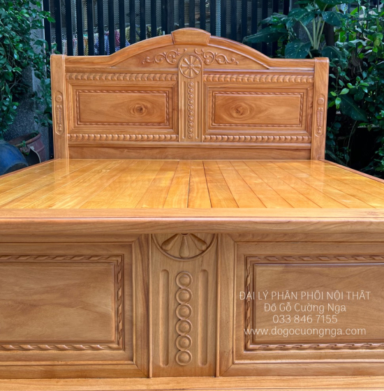 Giường gỗ gõ đỏ hiện đại vạt phản 