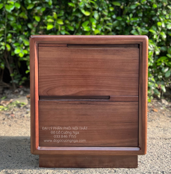 Tủ Đầu Giường Gỗ Óc Chó Hiện Đại BềN Đẹp Thiết Kế 2 Ngăn Kéo