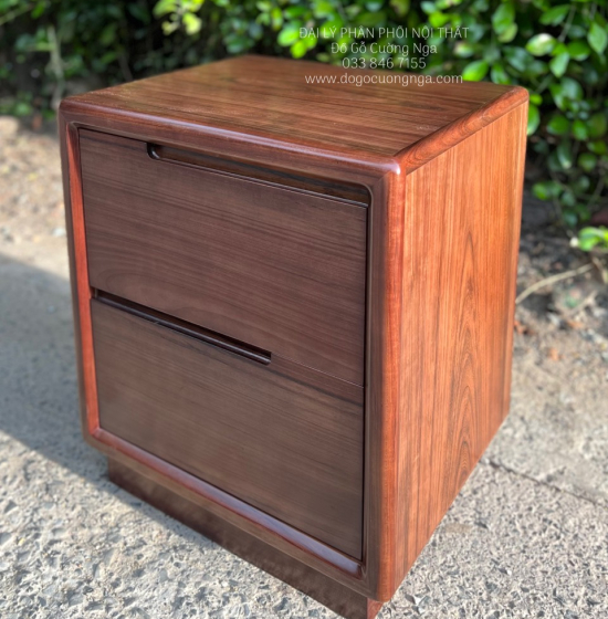 Tủ Đầu Giường Gỗ Óc Chó Hiện Đại BềN Đẹp Thiết Kế 2 Ngăn Kéo
