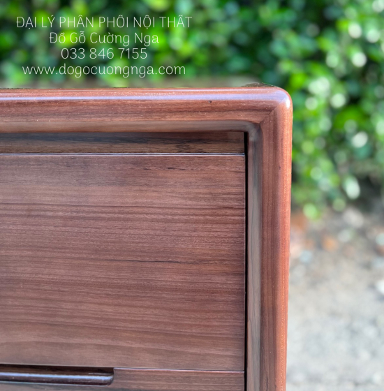 Tủ Đầu Giường Gỗ Óc Chó Hiện Đại BềN Đẹp Thiết Kế 2 Ngăn Kéo