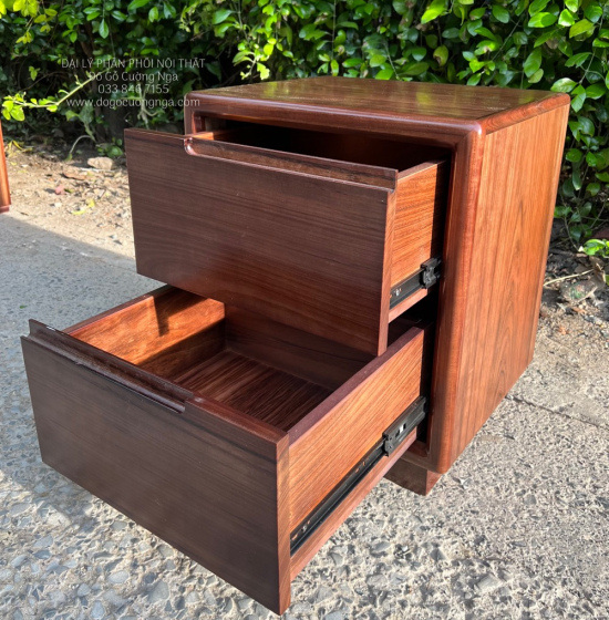 Tủ Đầu Giường Gỗ Óc Chó Hiện Đại BềN Đẹp Thiết Kế 2 Ngăn Kéo