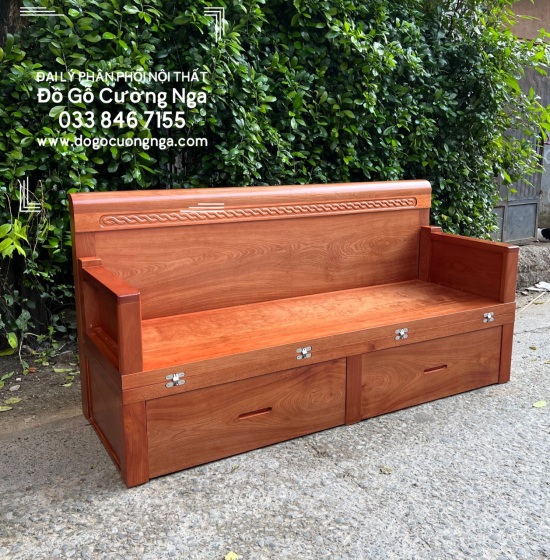 Ghế Giường Gỗ Xoan Đào 2 Ngăn Kéo 1m6x2m Hiện Đại 