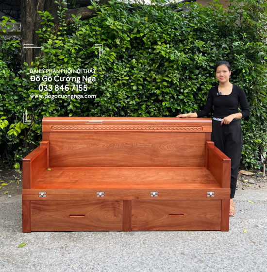 Giường Gấp Gỗ Xoan Đào  Thông Minh Kèm Bàn Đôn Sofa Giá Rẻ 