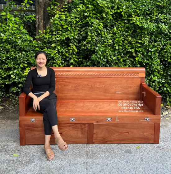 Giường Gấp Gỗ Xoan Đào 2 Ngăn Kéo 1m4x2m Cao Cấp 