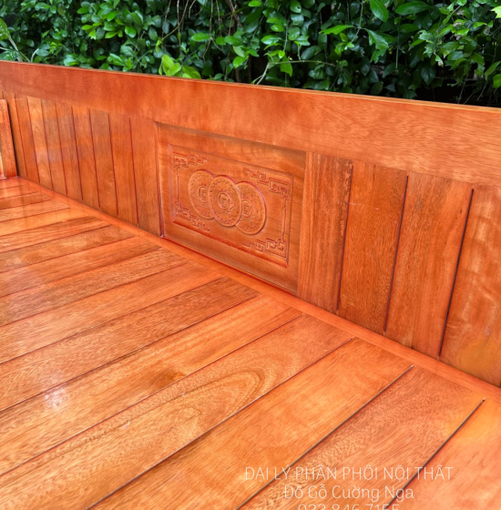 Giường gấp ô kéo gỗ sồi 1m2x1m9 - màu cánh gián 