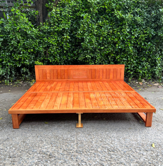 Giường gấp ô kéo gỗ sồi 1m2x1m9 - màu cánh gián 