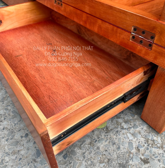 Giường gấp ô kéo gỗ sồi 1m2x1m9 - màu cánh gián 