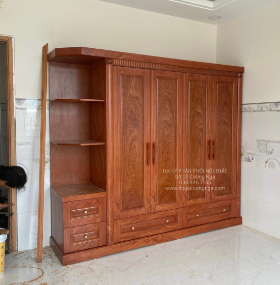 Tủ quần áo gỗ hương đá hiện đại 2m33 - vế phải 