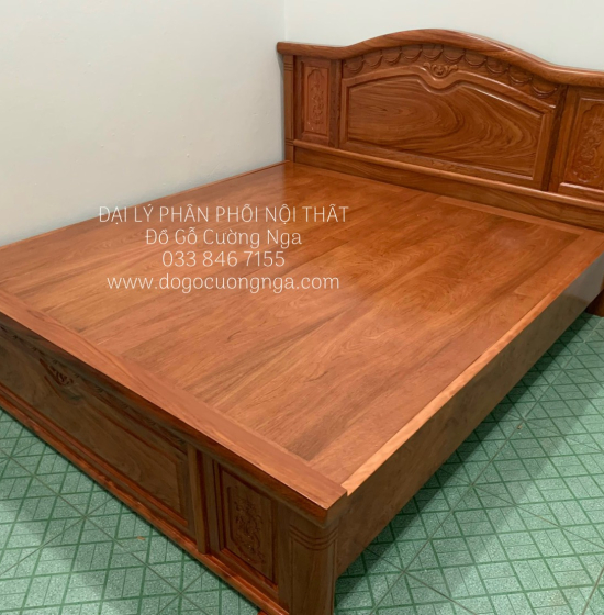 Giường gỗ hương đá phản liền cao cấp - mẫu nữ hoàng 
