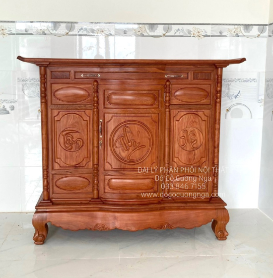 Tủ Thờ Gỗ Hương Đá Cao Cấp 1m53 Phong Thủy 