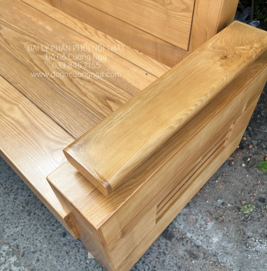 Bộ Bàn Ghế Sofa Gỗ Sồi Nga Văng 2m3 Đơn Giản 