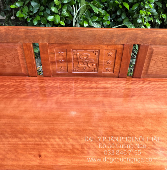 Giường Gấp Gọn Gỗ Xoan Đào Kèm Bàn Trà Sofa Và Đôn Ngồi 