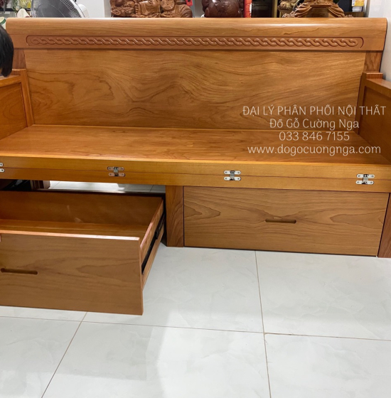 Giường Gấp Gỗ Gõ Đỏ 2 Ngăn Kéo Thông Minh
