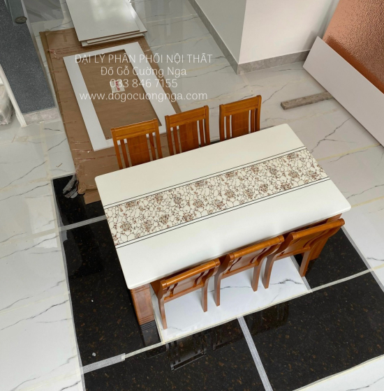 Bộ Bàn Ghế Ăn Mặt Đá 6 Ghế Nhập Khẩu Hiện Đại