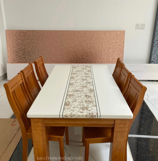 Bộ Bàn Ghế Ăn Mặt Đá 6 Ghế Nhập Khẩu Hiện Đại