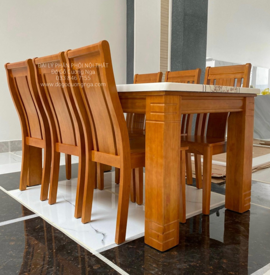 Bộ Bàn Ghế Ăn Mặt Đá 6 Ghế Nhập Khẩu Hiện Đại